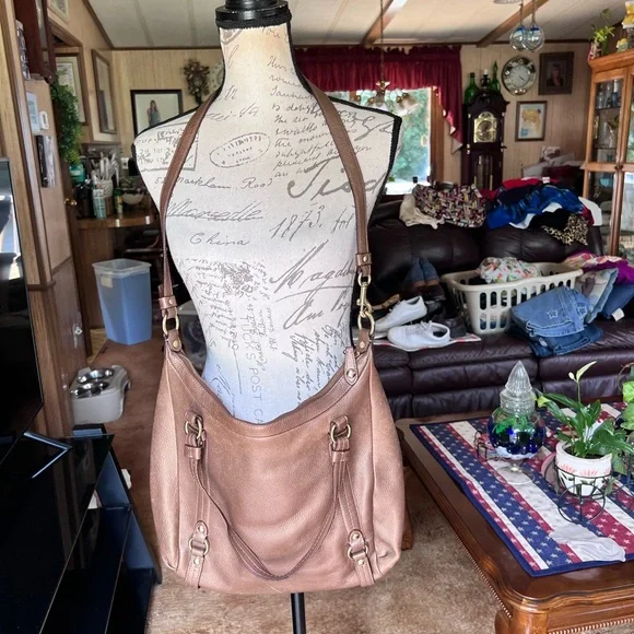 Coach Alexandra F17566 Bronze Pebbled Leather Large Tote Shoulder Bag Brass. - Picture 9 of 17